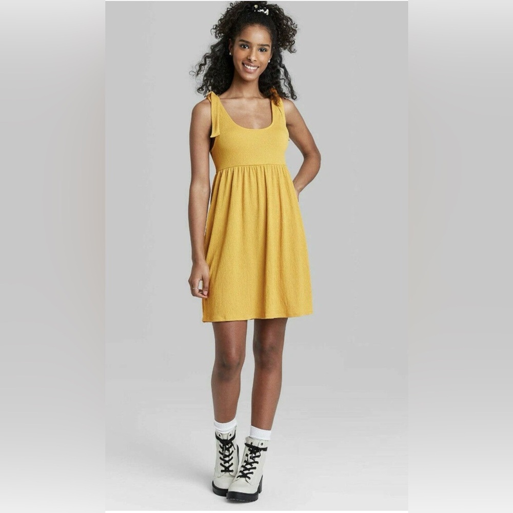 Wild Fable Sleeveless Tie-Strap Babydoll Yellow Dress Sz XL